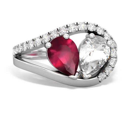 Ruby Genuine Ruby with Genuine White Topaz Nestled Heart Keepsake ring Ring