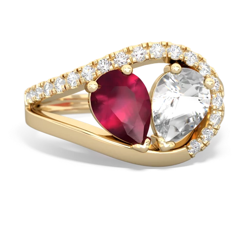 ruby-white topaz pave heart ring
