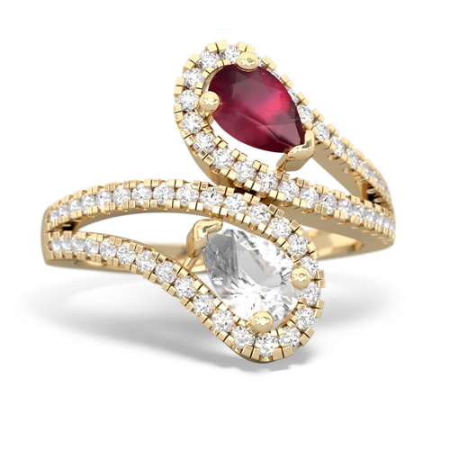 Ruby Genuine Ruby with Genuine White Topaz Diamond Dazzler ring Ring
