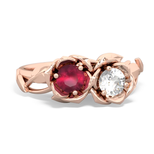 ruby-white topaz roses ring