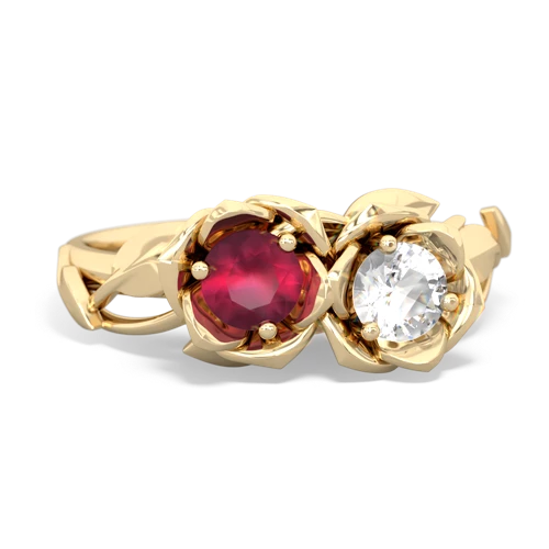 ruby-white topaz roses ring