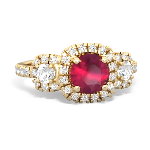 ruby-white topaz three stone regal ring
