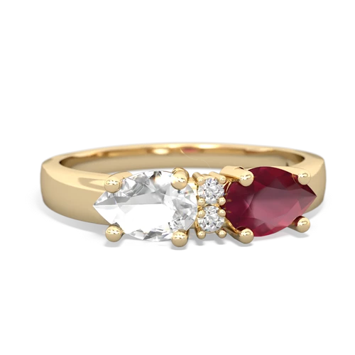 Ruby Genuine Ruby with Genuine White Topaz Pear Bowtie ring Ring