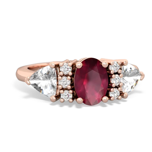 Ruby Genuine Ruby with Genuine White Topaz and  Antique Style Three Stone ring Ring