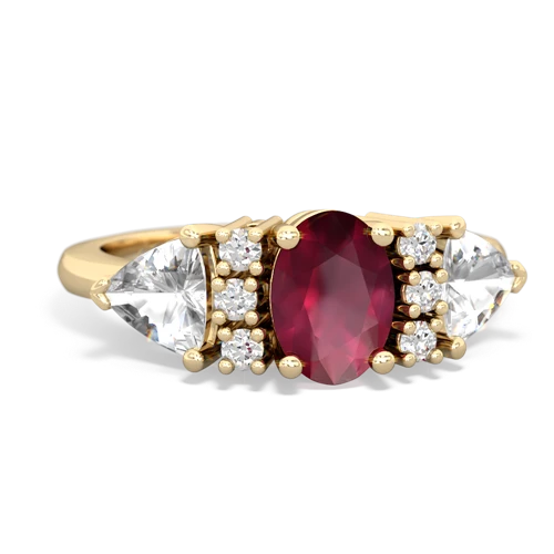 Ruby Genuine Ruby with Genuine White Topaz and Genuine White Topaz Antique Style Three Stone ring Ring