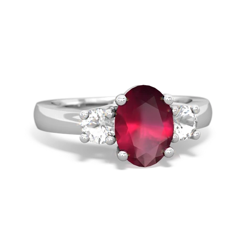Ruby Genuine Ruby with Genuine White Topaz Three Stone Trellis ring Ring