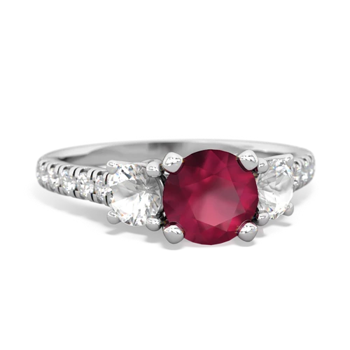 Ruby Genuine Ruby with Genuine White Topaz and Genuine Opal Pave Trellis ring Ring