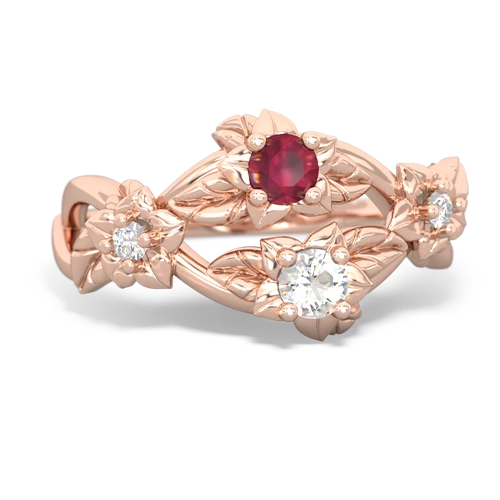 Ruby Genuine Ruby with Genuine White Topaz Sparkling Bouquet ring Ring
