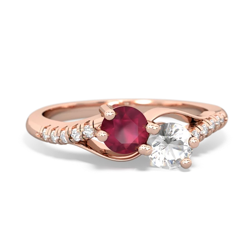 Ruby Genuine Ruby with Genuine White Topaz Two Stone Infinity ring Ring