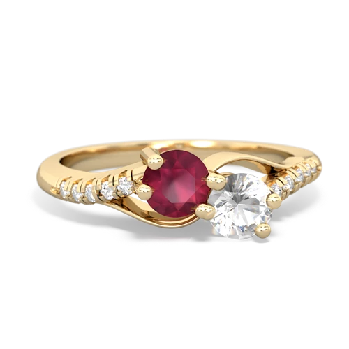 ruby-white topaz two stone infinity ring