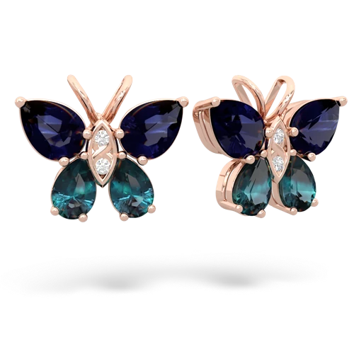 sapphire-alexandrite butterfly earrings