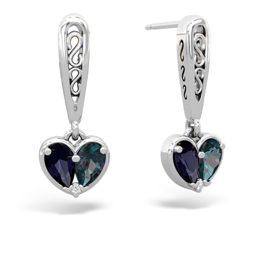 sapphire-alexandrite filligree earrings