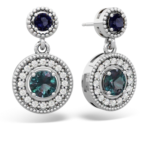 sapphire-alexandrite halo earrings