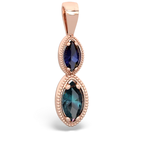 sapphire-alexandrite antique milgrain pendant