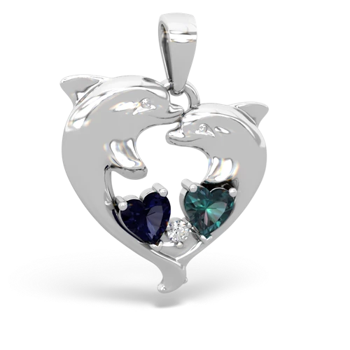 sapphire-alexandrite dolphins pendant
