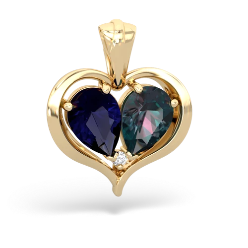 sapphire-alexandrite half heart whole pendant