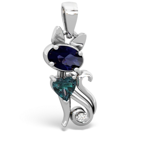 sapphire-alexandrite kitten pendant