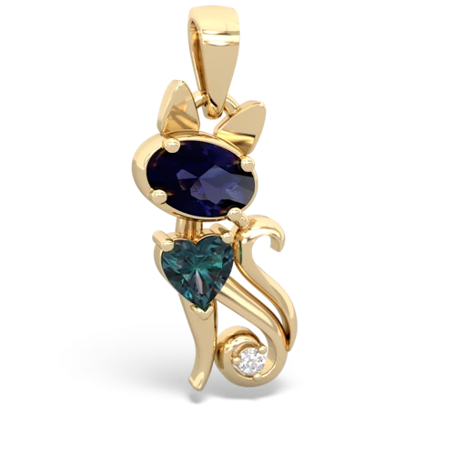 sapphire-alexandrite kitten pendant