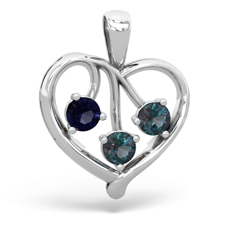 Sapphire Genuine Sapphire with Lab Created Alexandrite and Lab Created Alexandrite Glowing Heart pendant Pendant