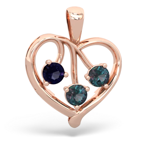 sapphire-alexandrite love heart pendant