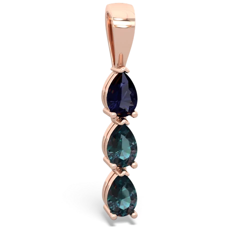 Sapphire Genuine Sapphire with Lab Created Alexandrite and Lab Created Alexandrite Three Stone pendant Pendant