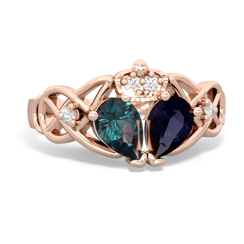 sapphire-alexandrite claddagh ring