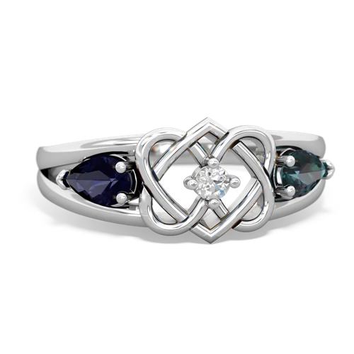sapphire-alexandrite double heart ring