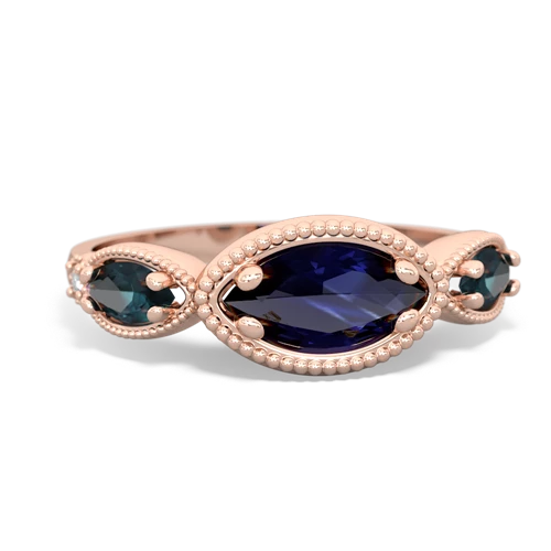 sapphire-alexandrite milgrain marquise ring