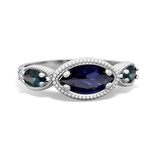 sapphire-alexandrite milgrain marquise ring