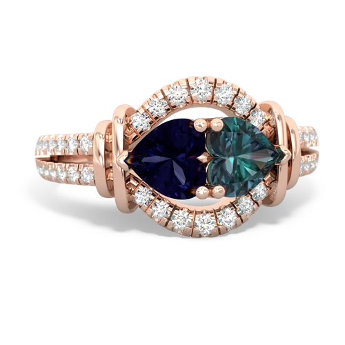 sapphire-alexandrite pave keepsake ring