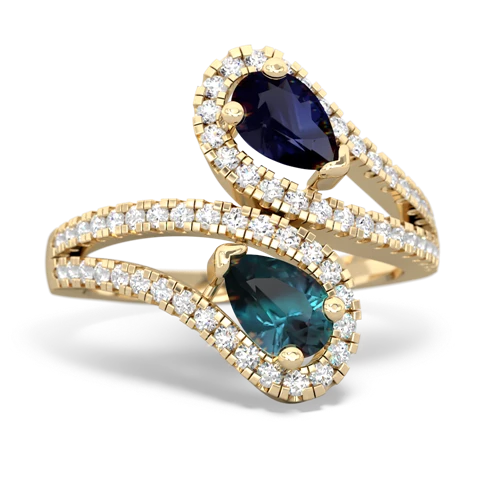 sapphire-alexandrite pave swirls ring