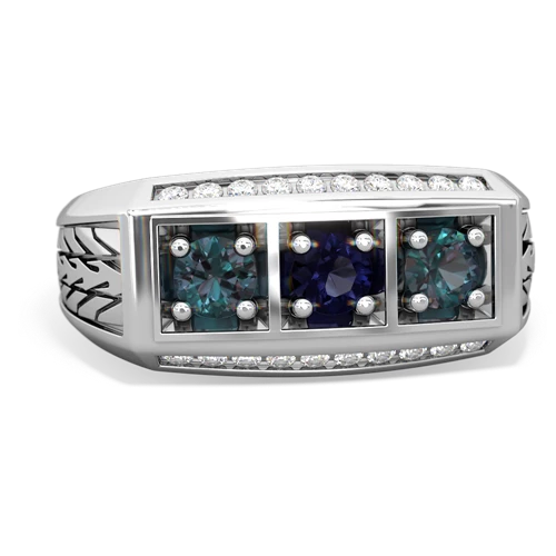 sapphire-alexandrite three stone ring