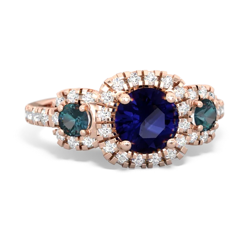 Sapphire Genuine Sapphire with Lab Created Alexandrite and Lab Created Alexandrite Regal Halo ring Ring