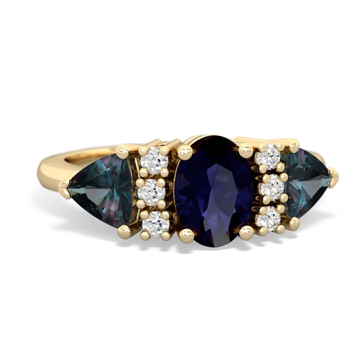 Sapphire Genuine Sapphire with Lab Created Alexandrite and Lab Created Alexandrite Antique Style Three Stone ring Ring