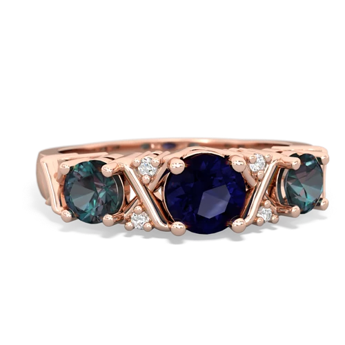 Sapphire Genuine Sapphire with Lab Created Alexandrite and Lab Created Alexandrite Hugs and Kisses ring Ring