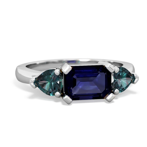 Sapphire Genuine Sapphire with Lab Created Alexandrite and Lab Created Sapphire Three Stone ring Ring