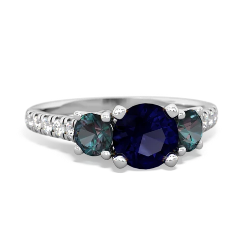 Sapphire Genuine Sapphire with Lab Created Alexandrite and Lab Created Sapphire Pave Trellis ring Ring