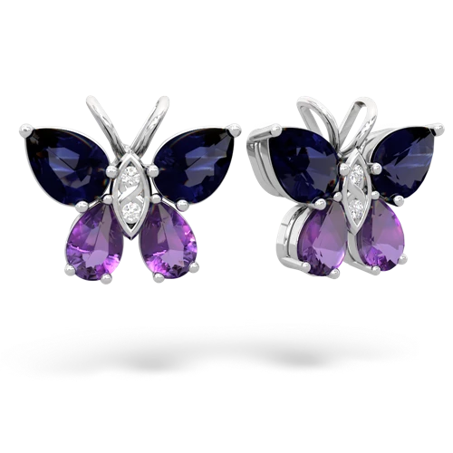 sapphire-amethyst butterfly earrings