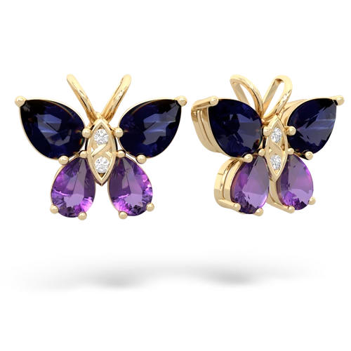 sapphire-amethyst butterfly earrings