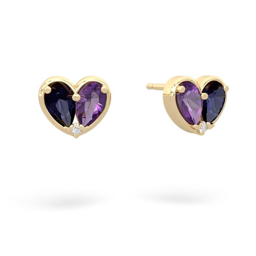sapphire-amethyst one heart earrings