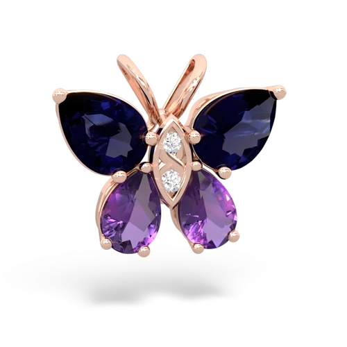 sapphire-amethyst butterfly pendant