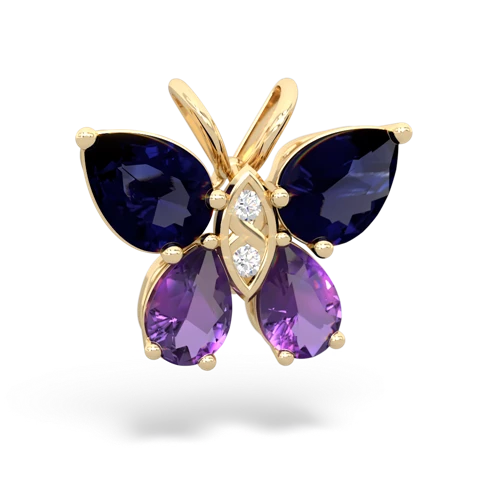 sapphire-amethyst butterfly pendant