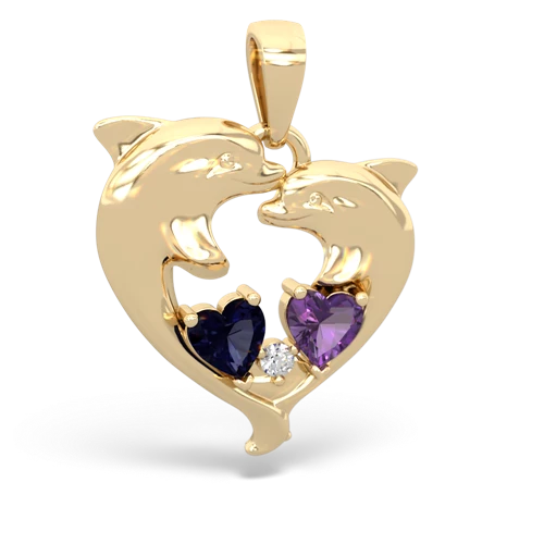 sapphire-amethyst dolphins pendant