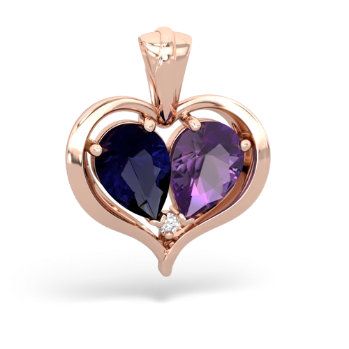 sapphire-amethyst half heart whole pendant