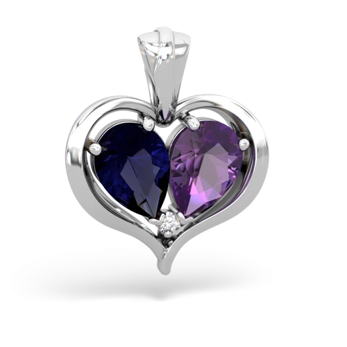 sapphire-amethyst half heart whole pendant