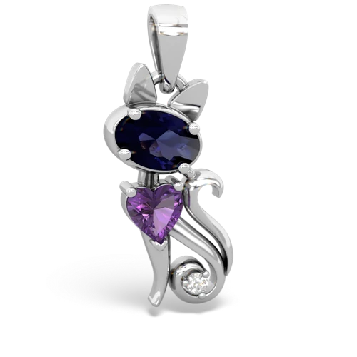 sapphire-amethyst kitten pendant