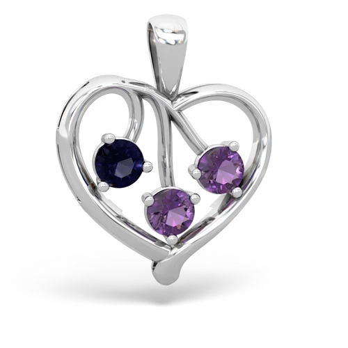 sapphire-amethyst love heart pendant