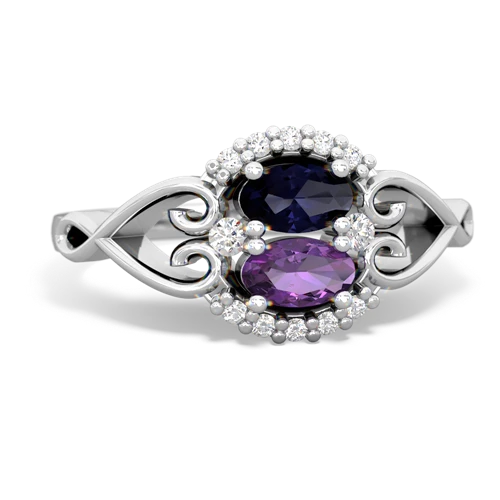 Sapphire Genuine Sapphire with Genuine Amethyst Love Nest ring Ring
