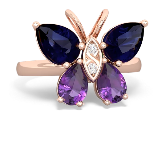 sapphire-amethyst butterfly ring