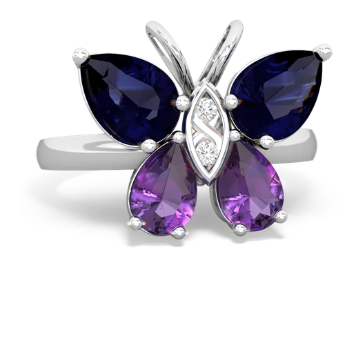 sapphire-amethyst butterfly ring